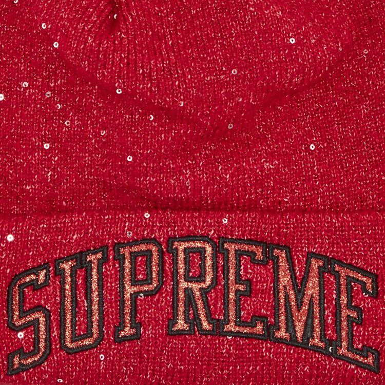Supreme x New Era Metallic Arc Beanie Red
