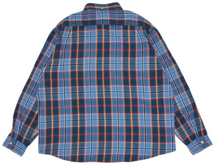 Supreme Pullover Plaid Flannel Shirt Blue