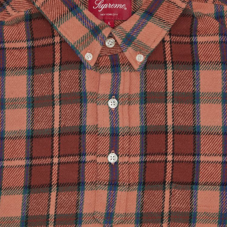 Supreme Pullover Plaid Flannel Shirt Pink