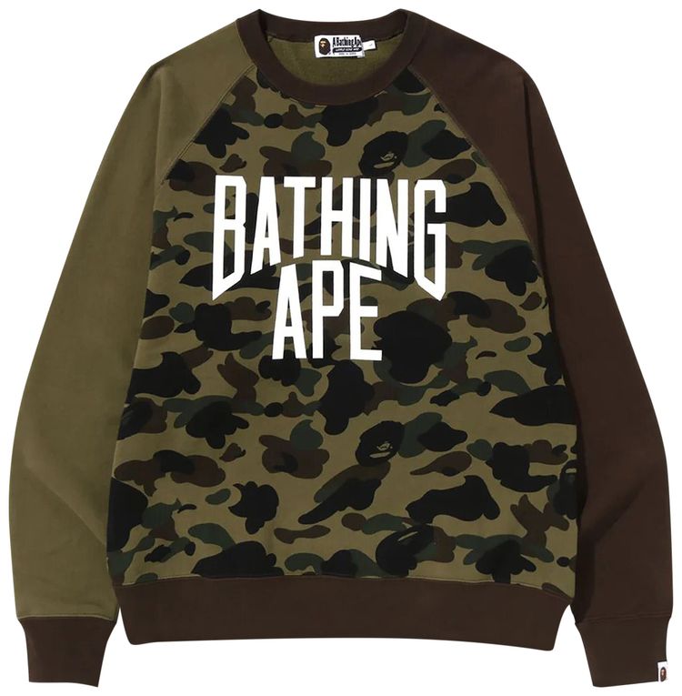 BAPE 1st Camo Crazy Bathing Ape Relaxed Fit Crewneck Green
