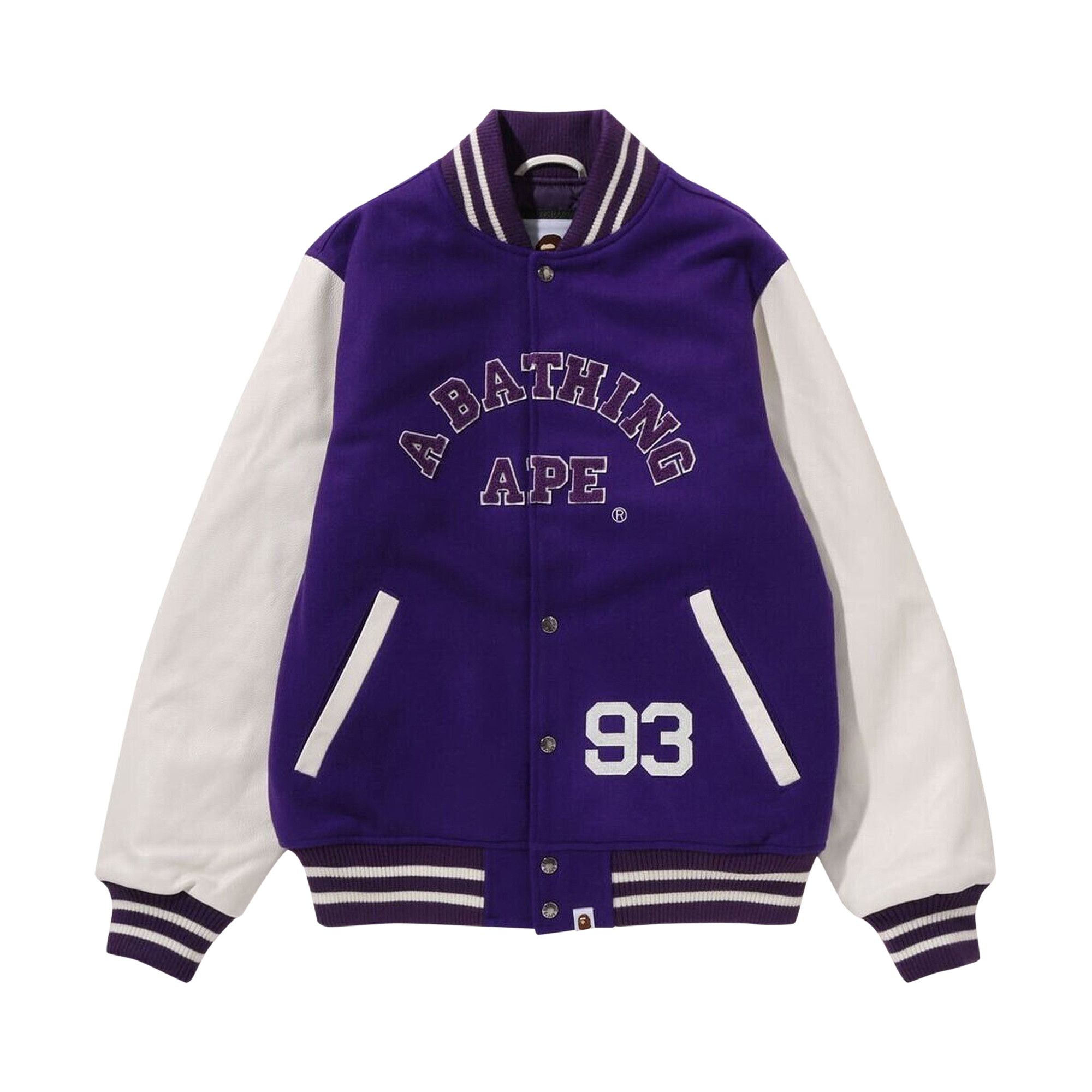 APE GIANT APE HEAD VARSITY JACKET スタジャン Buy BAPE Giant Ape Head Varsity Jacket 'Purple' - 1I80 141 013