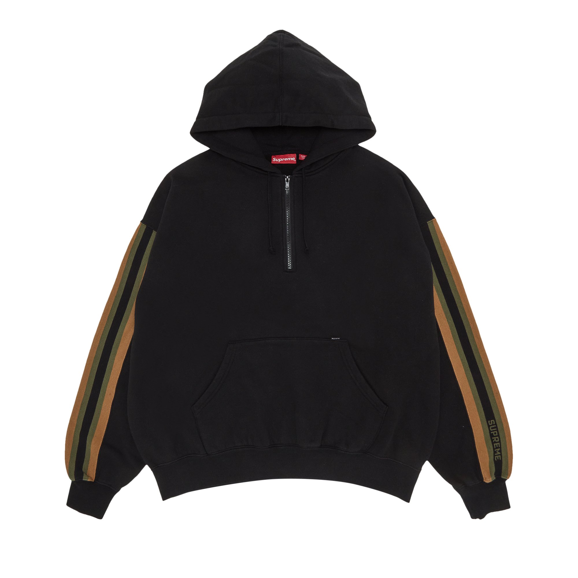 Supreme Half Zip Hooded Sweatshirt 'Black'