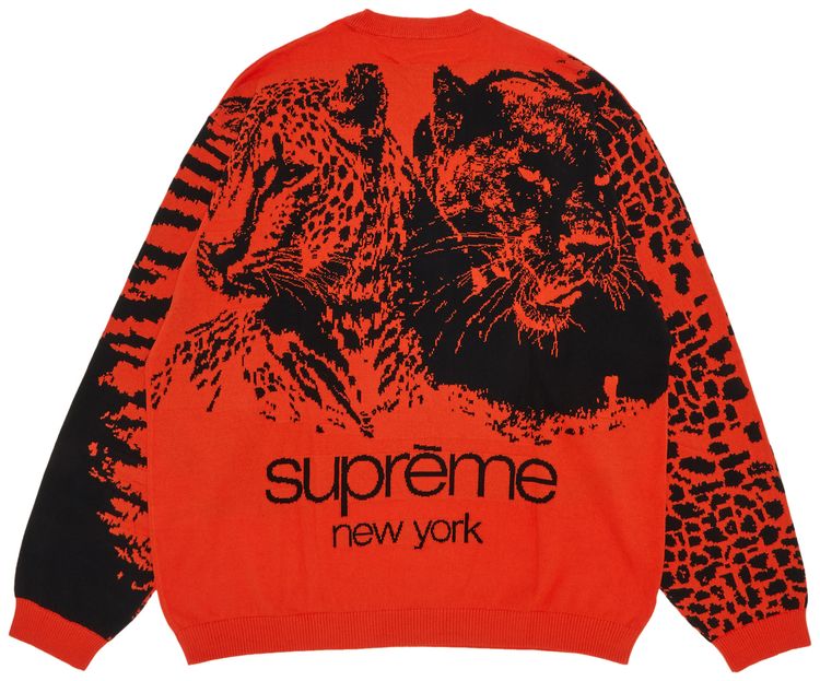 Supreme Big Cats Jacquard Long Sleeve Top Orange
