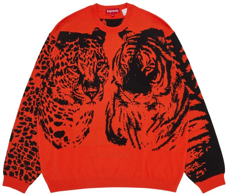 Supreme Big Cats Jacquard Long Sleeve Top Orange