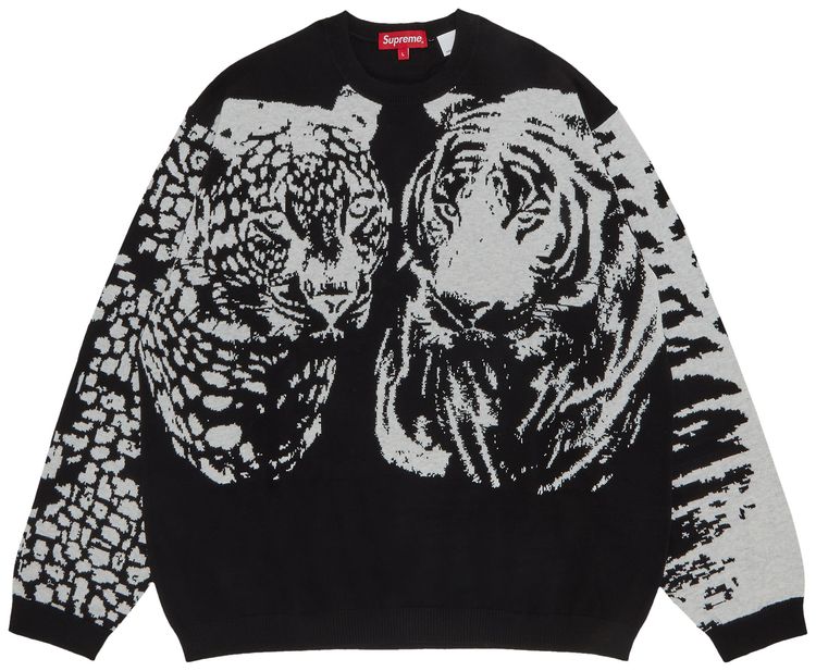Supreme Big Cats Jacquard Long Sleeve Top Black