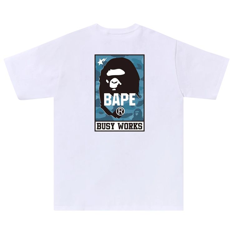 BAPE Honeycomb Camo Busy Works Tee WhiteBlue