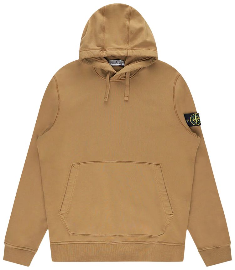 Stone Island Garment Dyed Fleece Hoodie Dark Beige