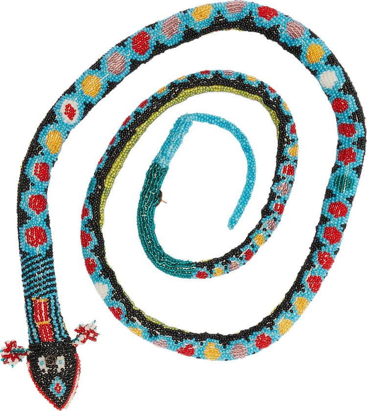 Gucci Hephaestion Beaded Snake Brooch Necklace 'Multicolor'