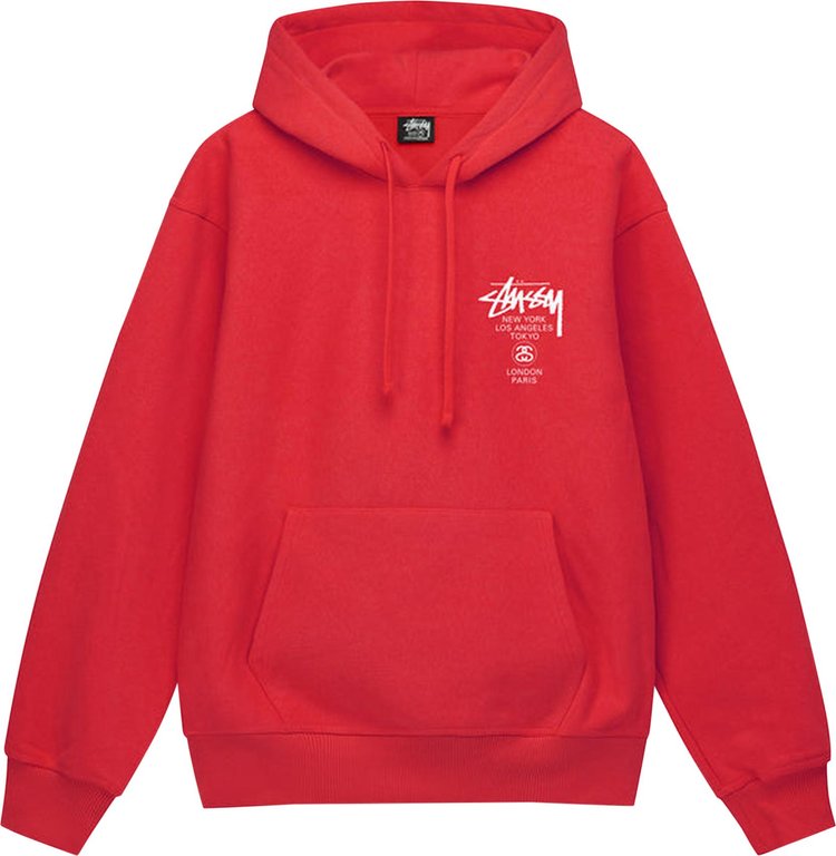 Stussy World Tour Hoodie 'Red'