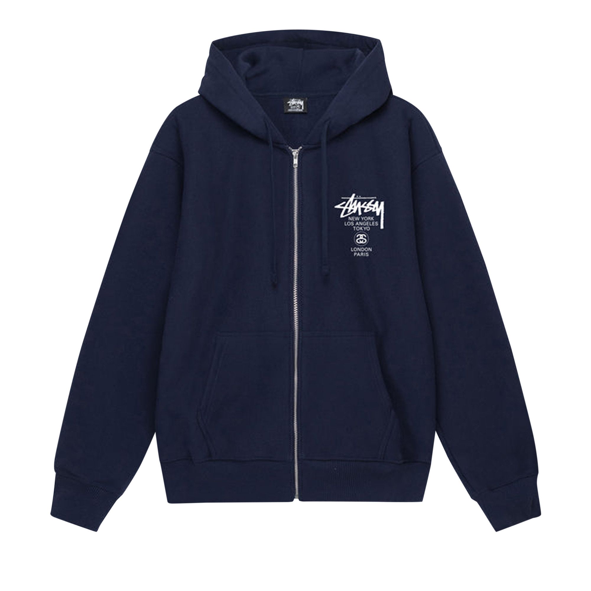 Buy Stussy World Tour Zip Hoodie 'Navy' - 3973792 NAVY | GOAT