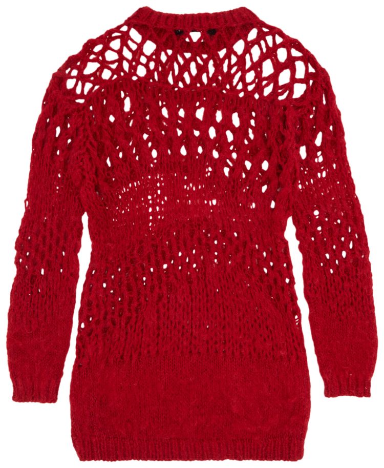 Junya Watanabe Openwork Knit Sweater Dress Red From the Closet of Maria Zardoya