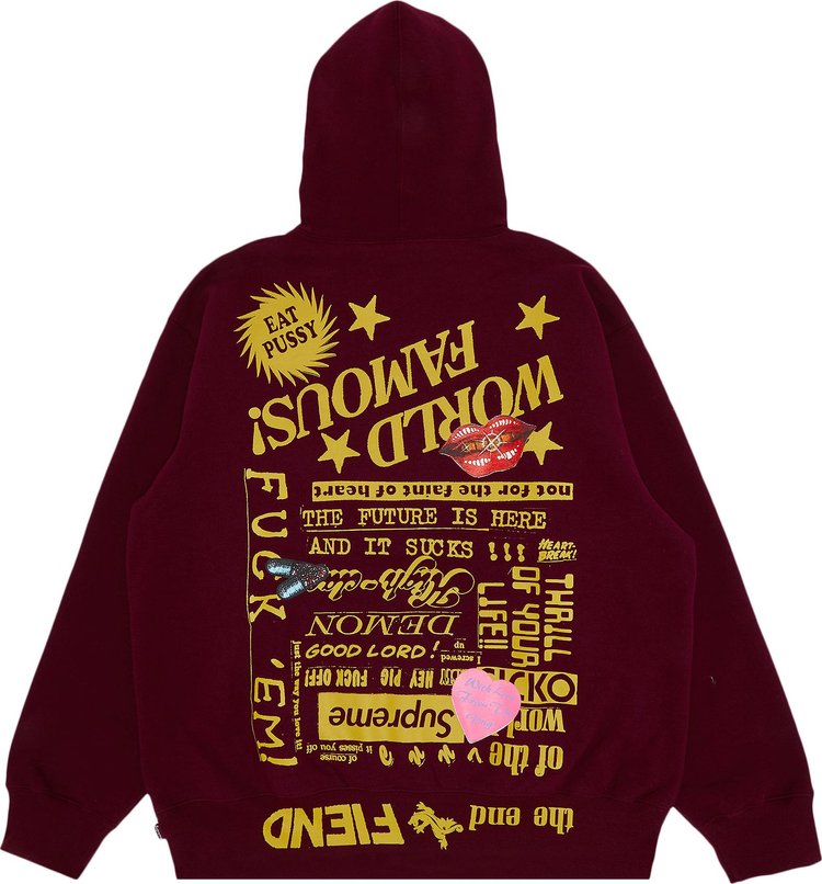 Supreme Fiend Hooded Sweatshirt Burgundy