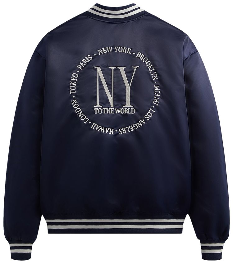 Kith New York To The World Satin Bomber Jacket Nocturnal