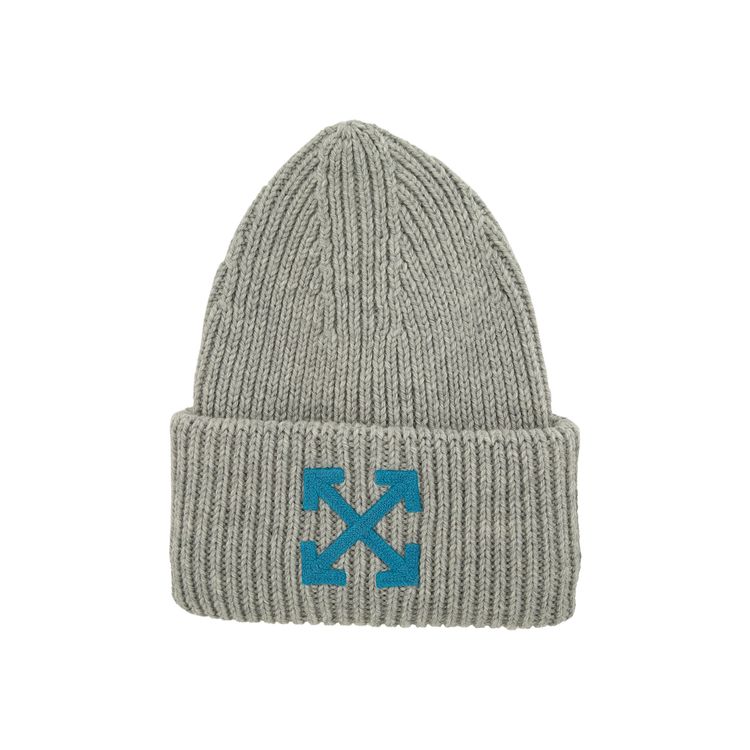 Off White Arrow Ribbed Beanie Melange GreySky