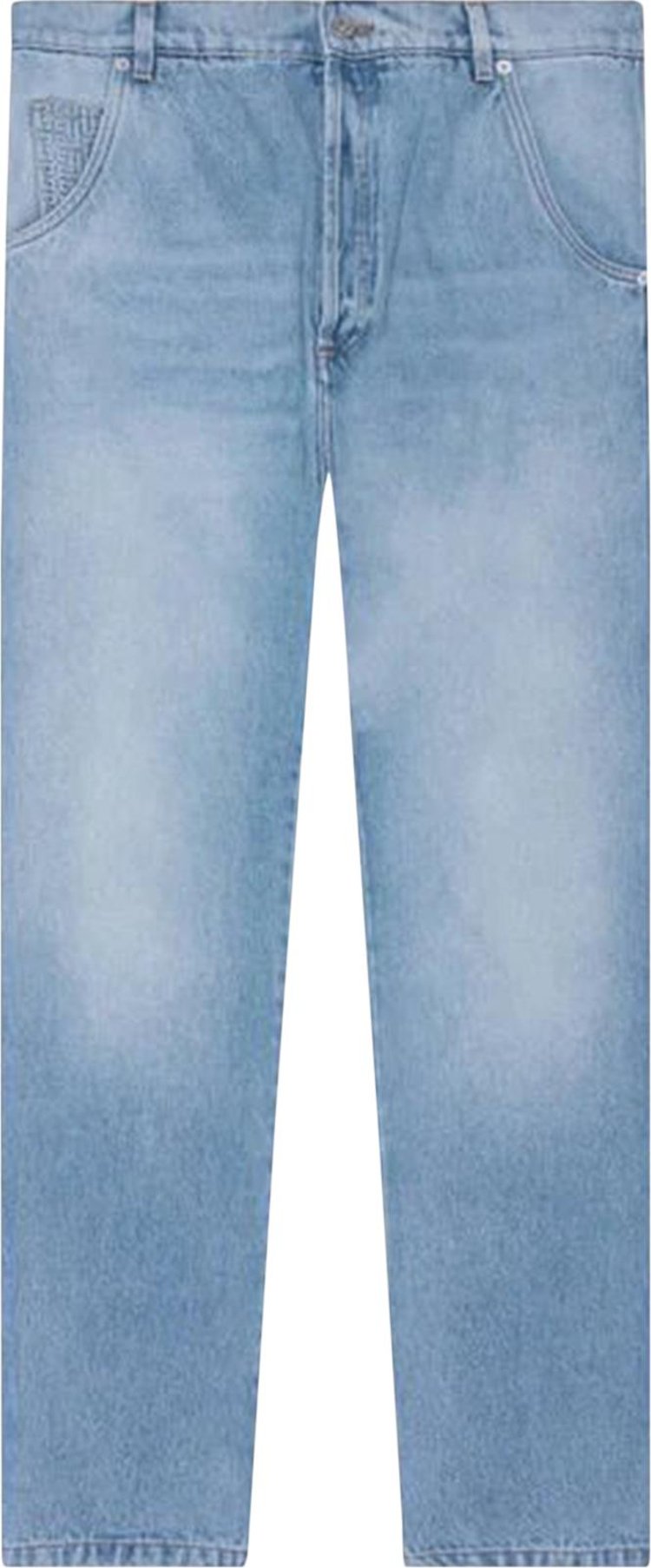Balmain Straight Monogram Denim Pants 'Blue'