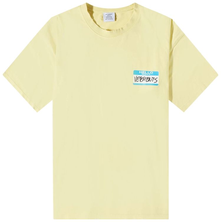 Vetements My Name Is T Shirt Faded Yellow