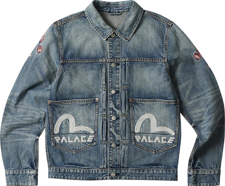 Palace x Evisu Type One Denim Jacket 'Stone Wash'