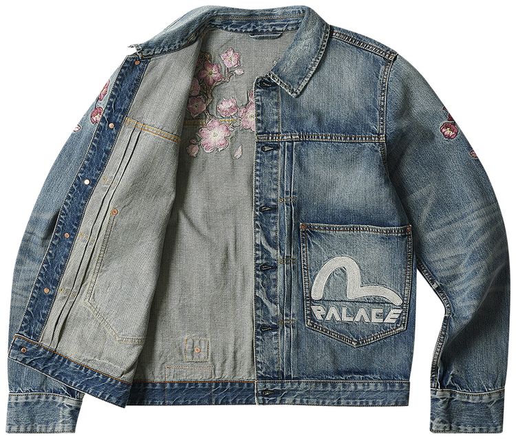 Palace x Evisu Type One Denim Jacket Stone Wash