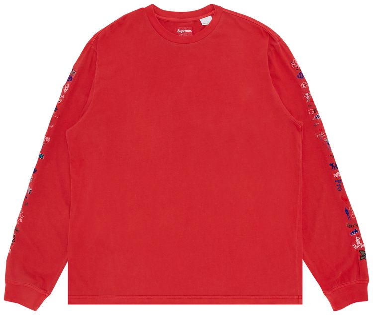 Supreme AOI Icons Long Sleeve Top Washed Red