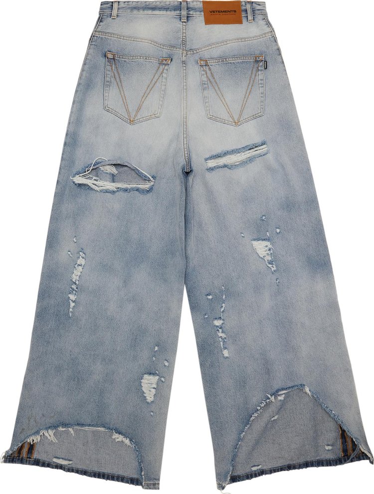 Vetements Destroyed Baggy Jeans Light Blue