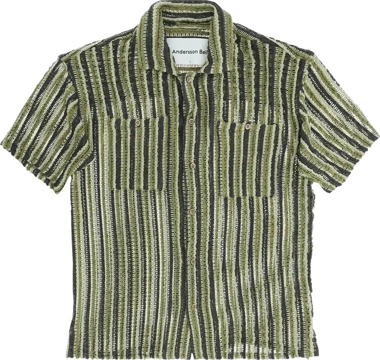 Andersson Bell Sheer Knit Open Collar Shirt 'Green'