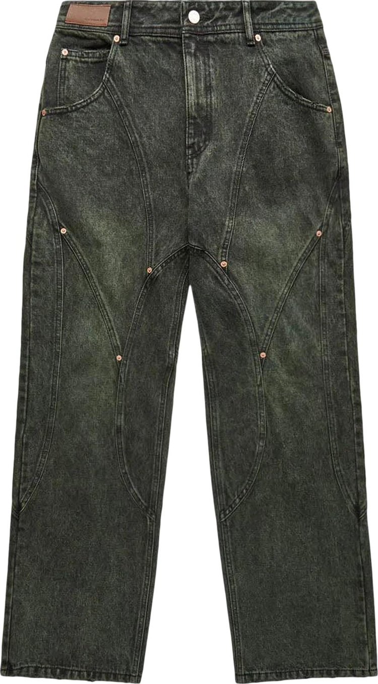 Andersson Bell Brick Curve Panel Wide Jeans 'Dark Green'