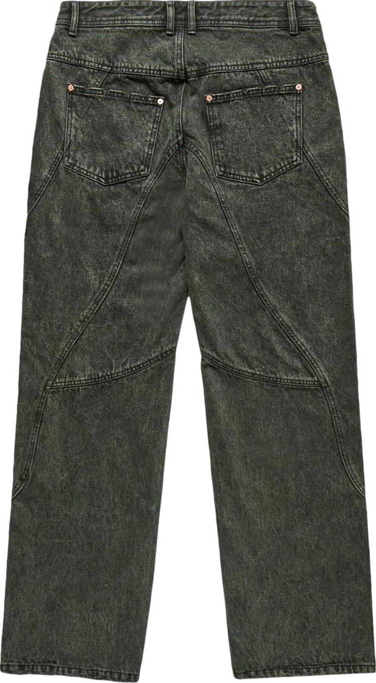 Andersson Bell Brick Curve Panel Wide Jeans Dark Green