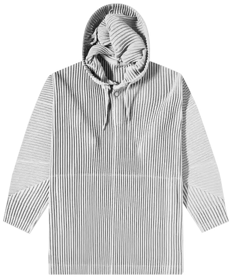Homme Plisse Issey Miyake Pleated Popover Hoodie Frosty Grey