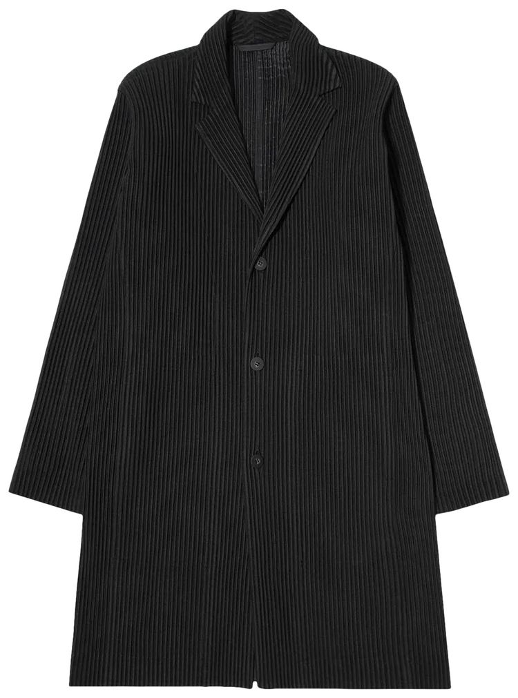 Homme Plisse Issey Miyake Pleated Single Breasted Jacket Black
