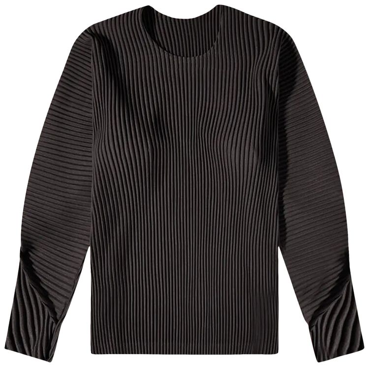 Homme Plisse Issey Miyake Long Sleeve Arc Pleated Tee Coke Grey
