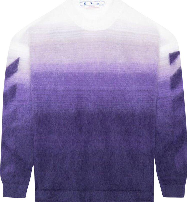 Off White Diag Arrow Brushed Knit Crew Purple