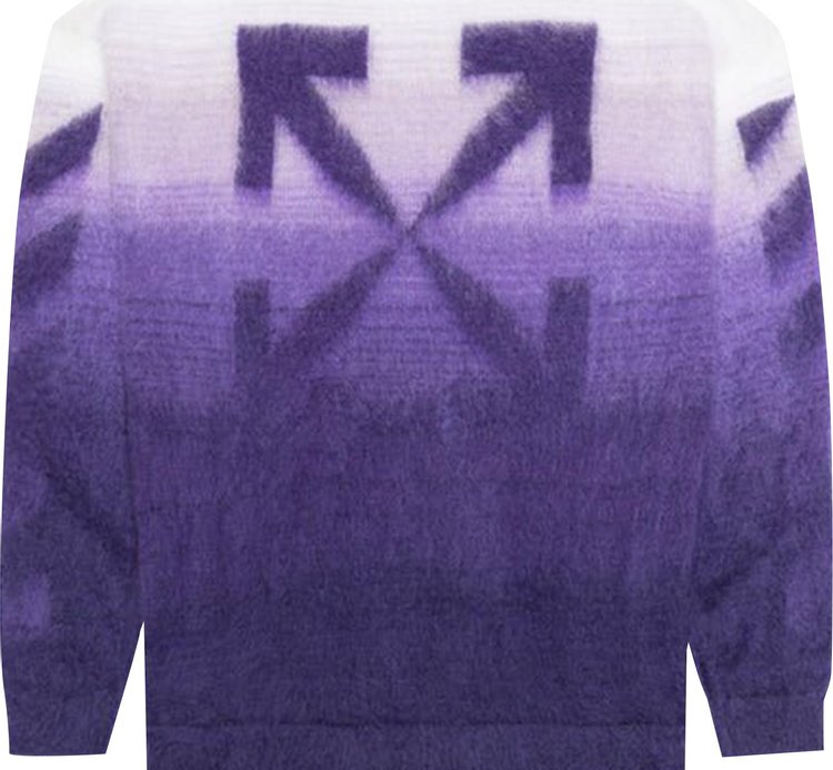 Off White Diag Arrow Brushed Knit Crew Purple