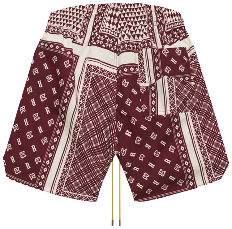 Rhude Card Print Swim Trunk MaroonMulticolor