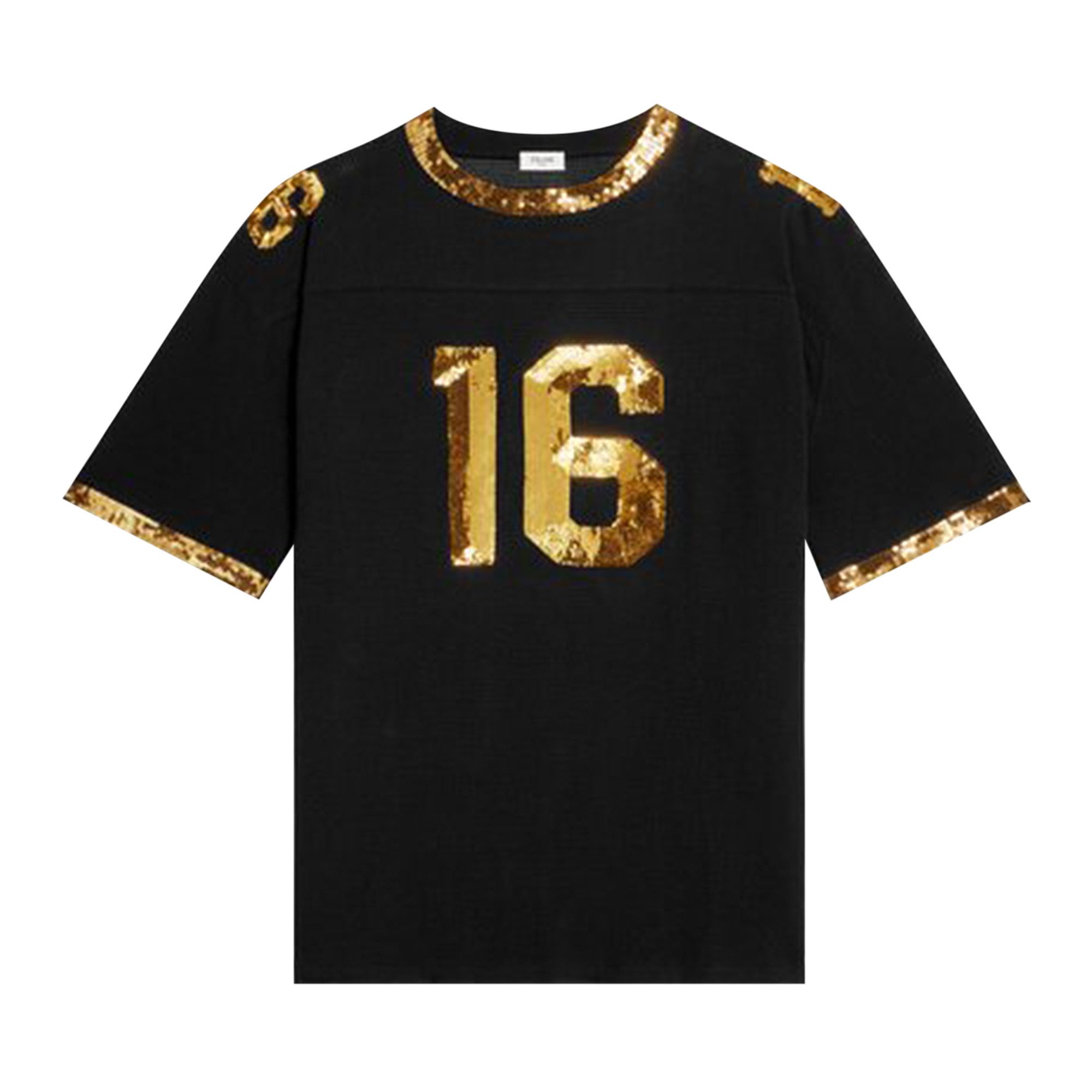 宅配 Buy CELINE 16 Oversized Embroidered T-Shirt 'Black/Gold トップス