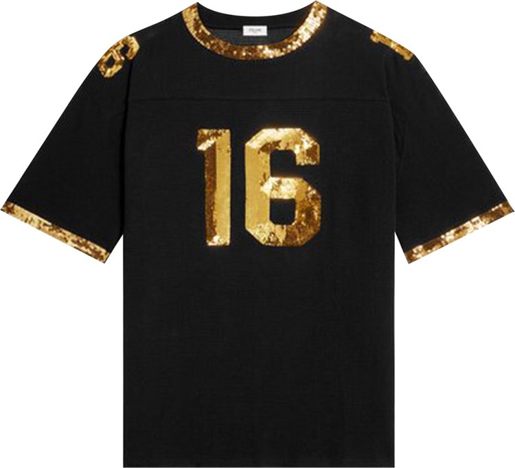 CELINE 16 Oversized Embroidered T-Shirt 'Black/Gold'
