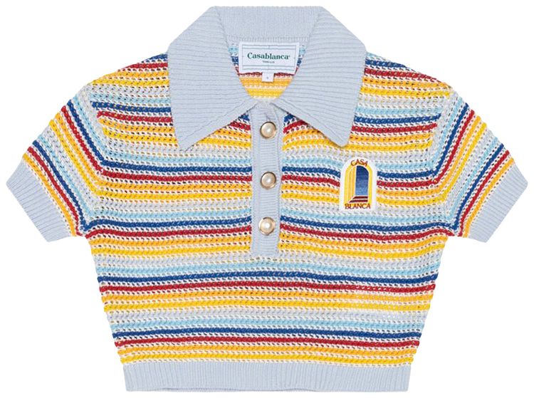 Casablanca Texture Stripe Polo Top Multicolor