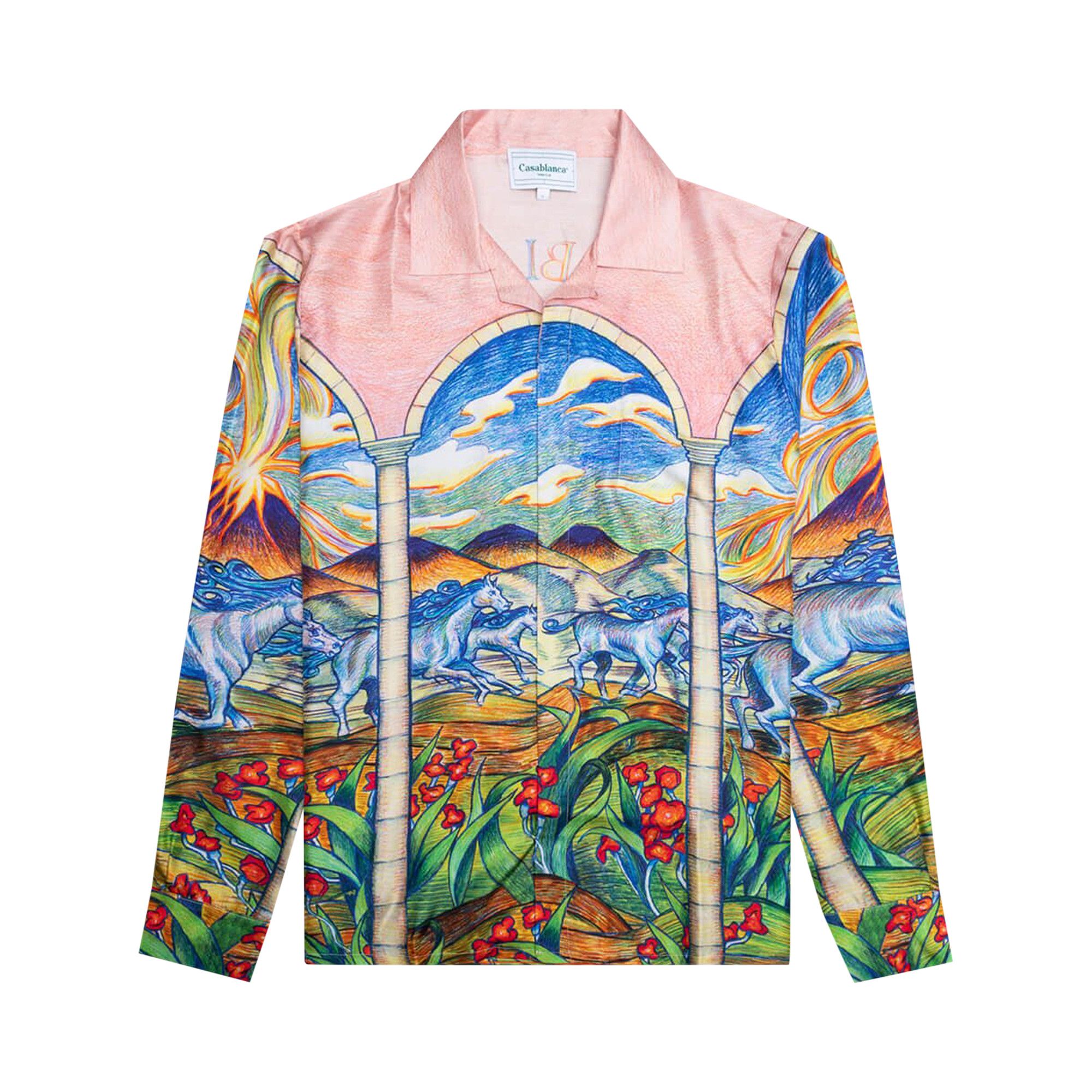 Buy Casablanca Cuban Collar Long-Sleeve Shirt 'Pink' - MS23 SH 006