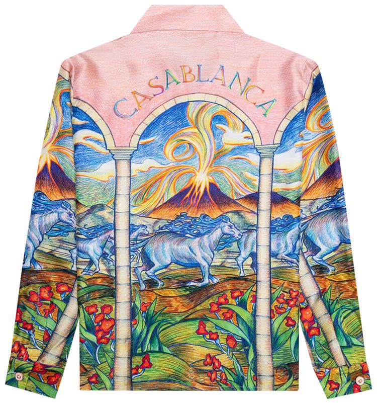 Casablanca Cuban Collar Long Sleeve Shirt Pink