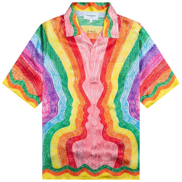 Casablanca Cuban Collar Short Sleeve Shirt Multicolor