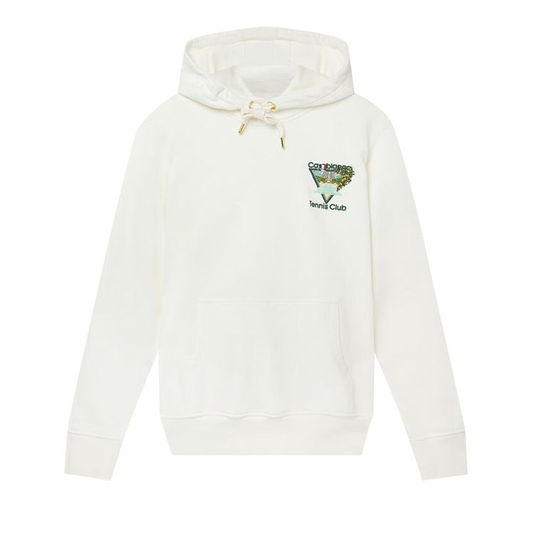 Casablanca Tennis Club Icon Embroidered Hooded Sweatshirt White