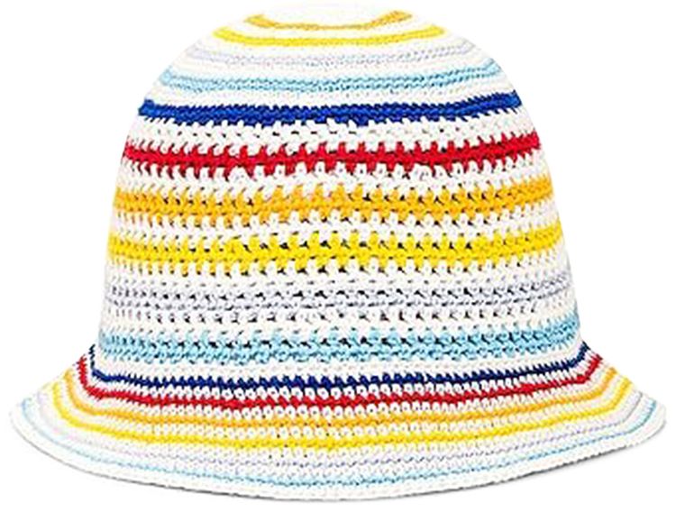 Casablanca Mini Striped Logo Crochet Hat White