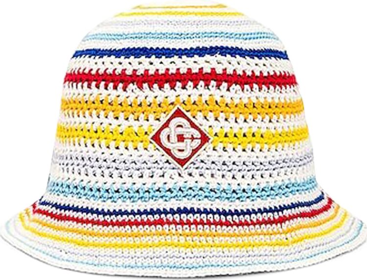 Casablanca Mini Striped Logo Crochet Hat 'White'