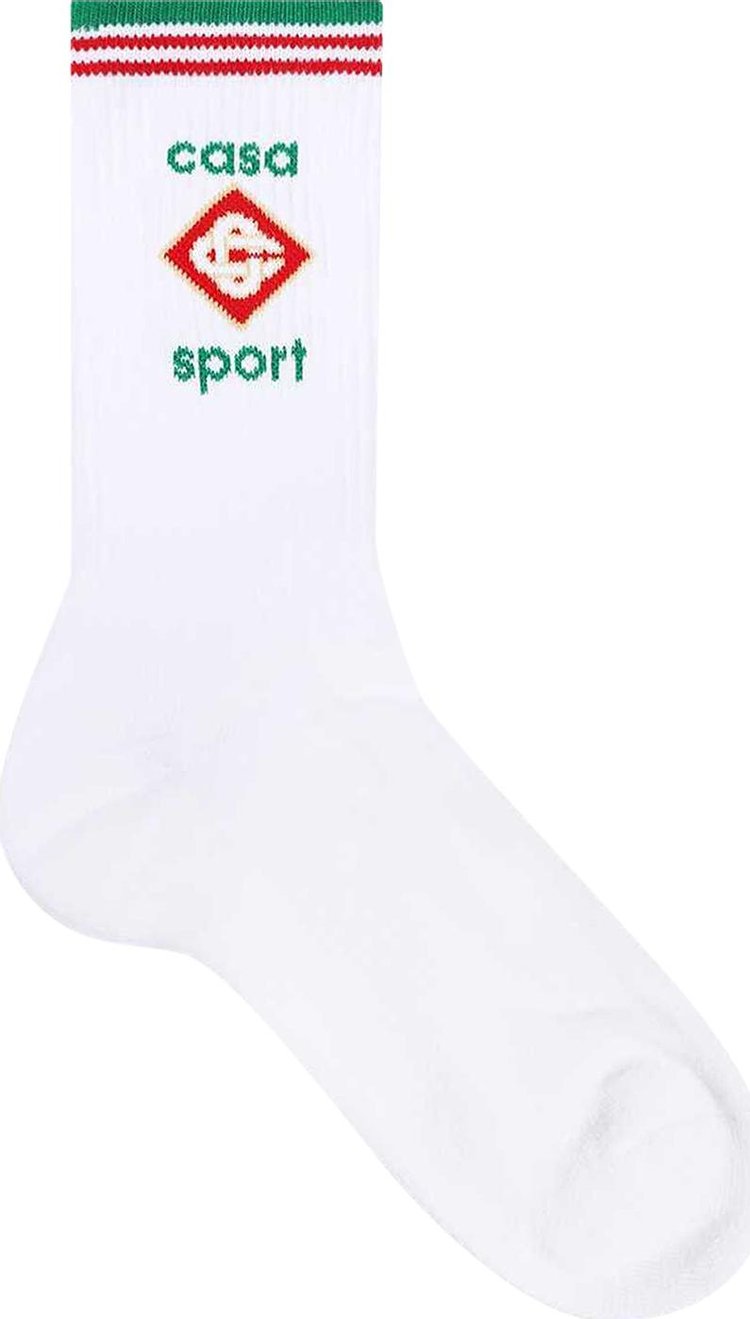 Casablanca Ribbed Sport Sock White