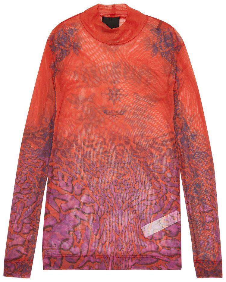 Givenchy Leopard Print Mesh Long Sleeve Shirt Ultra Purple From the Closet of Lexie Liu