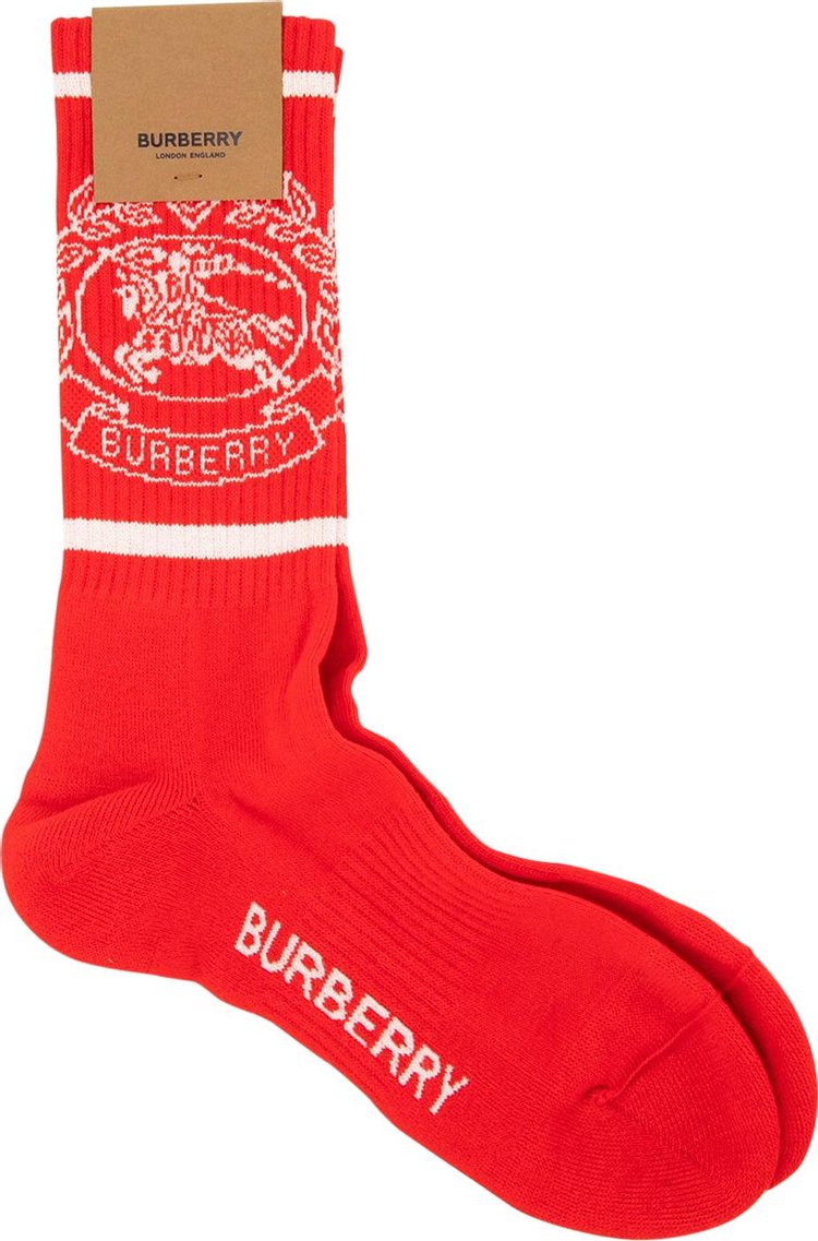 Burberry Intarsia Knit Logo Socks RedWhite