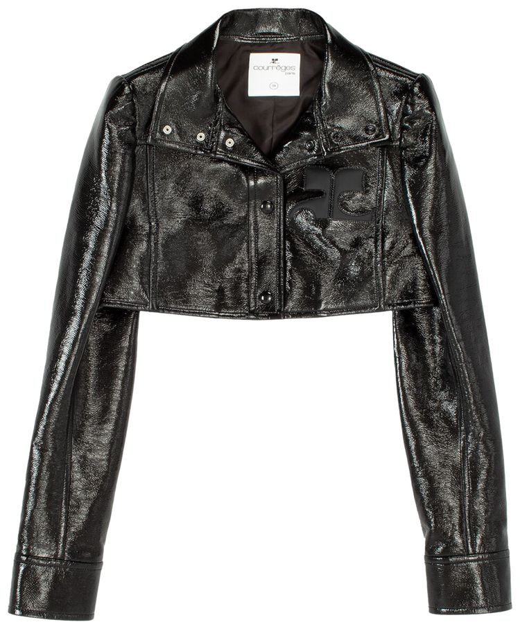 Courreges Vinyl Icontic Crop Jacket Black