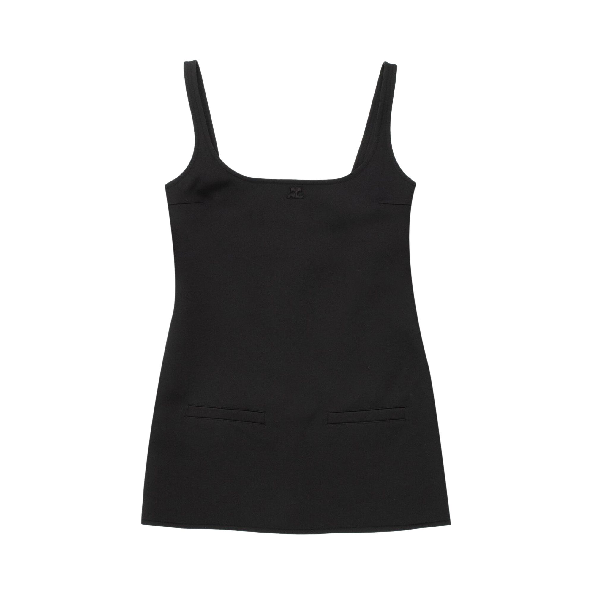 Buy Courrèges Twill Suspenders Trapeze Dress 'Black