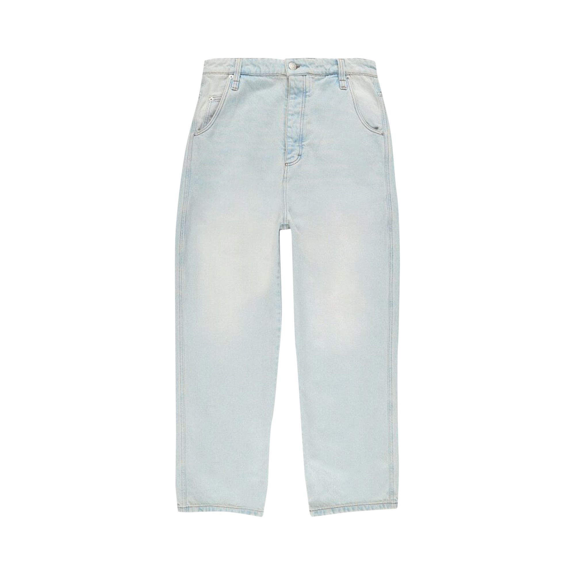 Buy Ami Logo Patch Wide Leg Jeans 'Bleu Javel' - HTR102