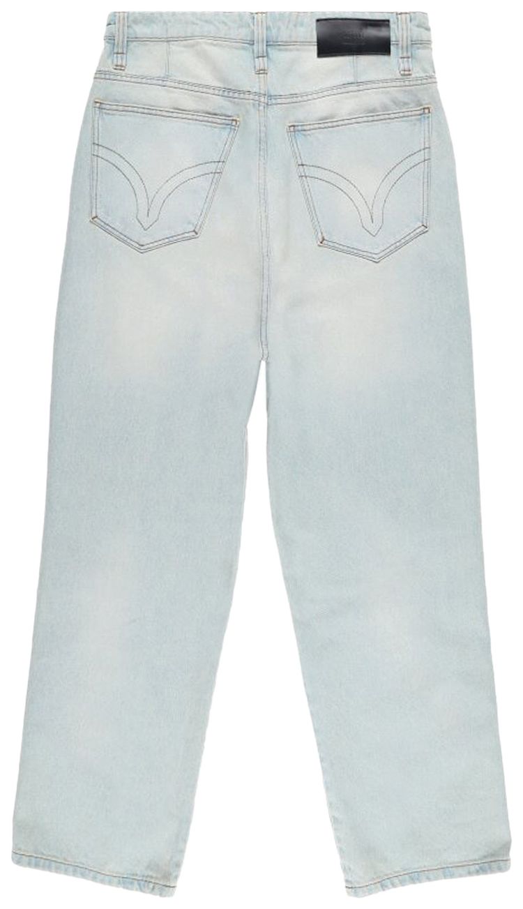 Ami Logo Patch Wide Leg Jeans Bleu Javel