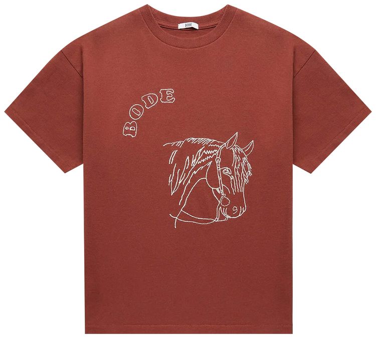Bode Embroidered Pony Tee Brown